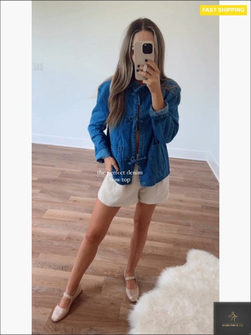 Tie Front Denim Shacket Oversized Loose Fit Y2K Chic Casual Top with Pockets - Picture 6 of 6